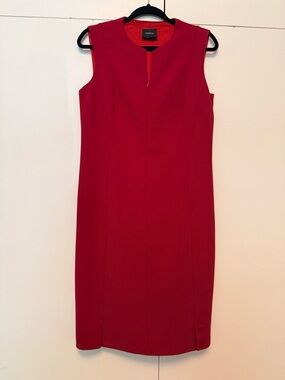 Akris Sleeveless Red Midi Sheath Dress